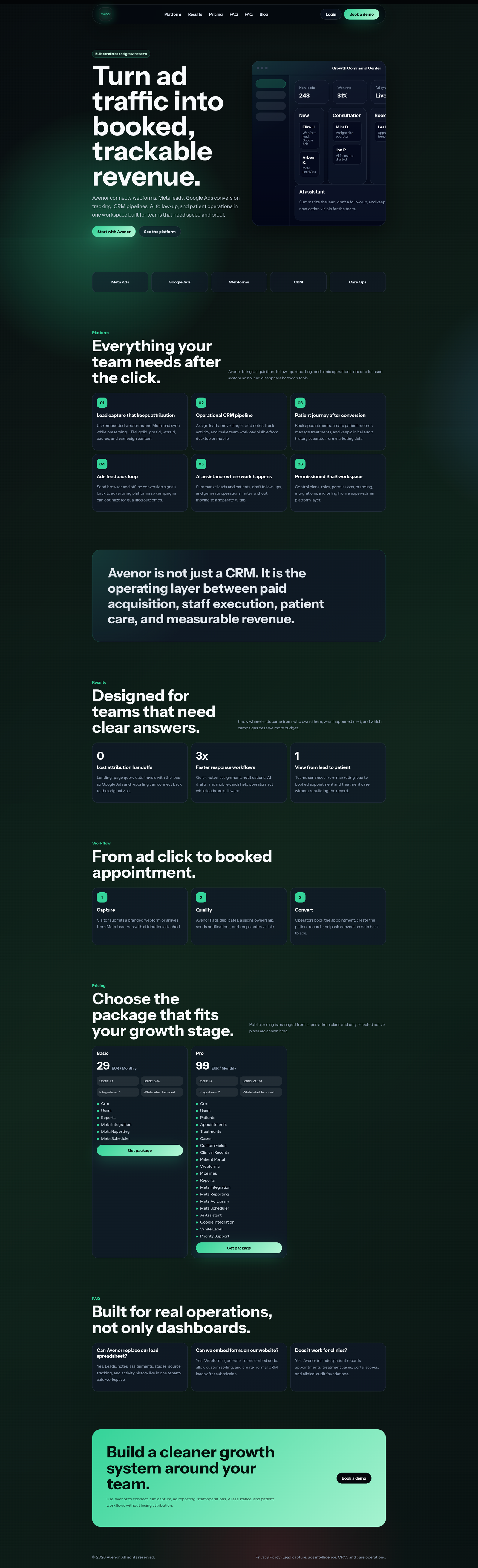 Avenor lead management and workflow overview