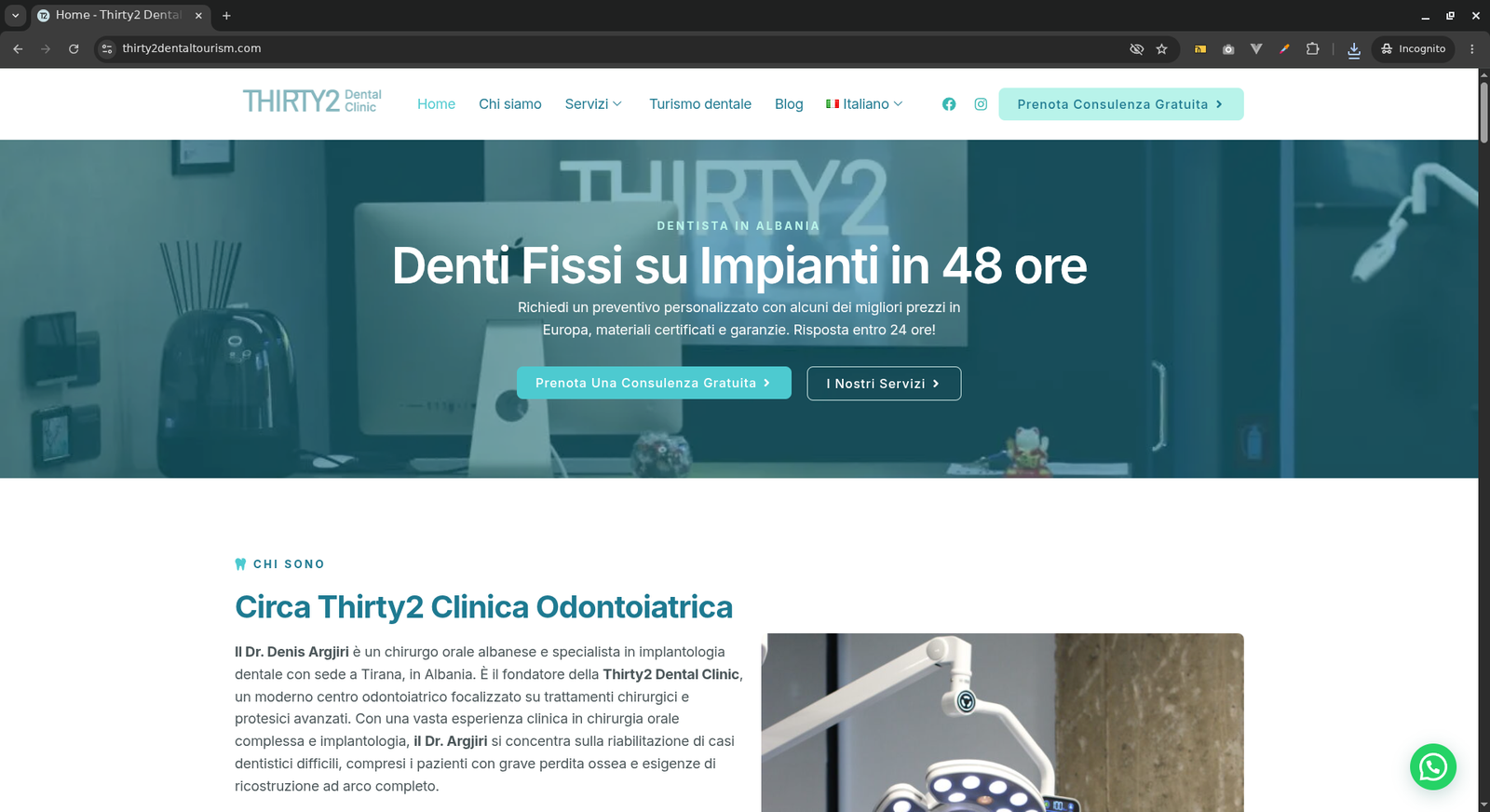 Thirty2 Dental Tourism website homepage